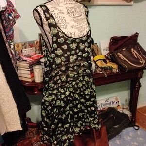 Women's  sheer floral scatter print drop waist dress by Mimi Chica size M